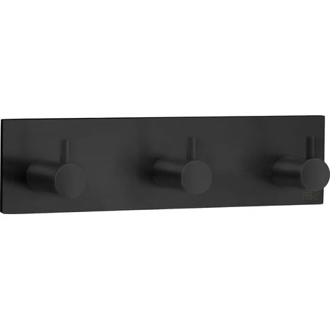 Smedbo Dreierhakenleiste. Schwarz. Selbstklebend. 180 x 45 mm. BB1107
