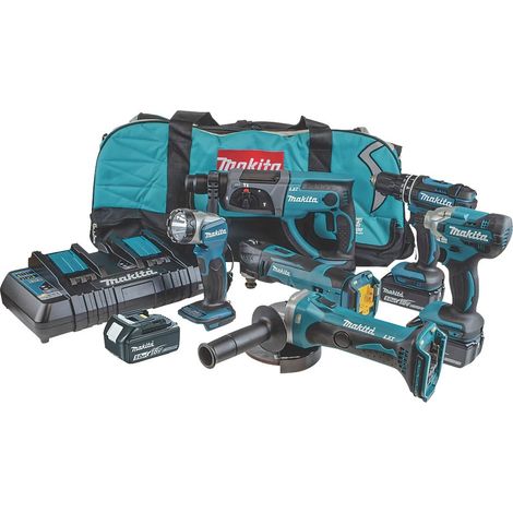 Makita DLX6100PX1 18v 6 Piece LXT Drill Grinder Kit Lithium Ion Li-Ion 3 x 3.0AH (1/4)