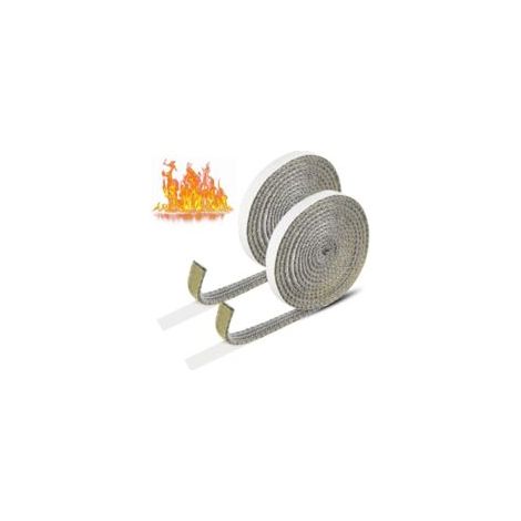 Cyslmuk – Joint d'étanchéité autocollant haute température 2mmx10mm – 2 rouleaux en fibre de verre – Résistant jusqu'à 500°C – Pour poêle et cheminée - 2mmx10mmx2m