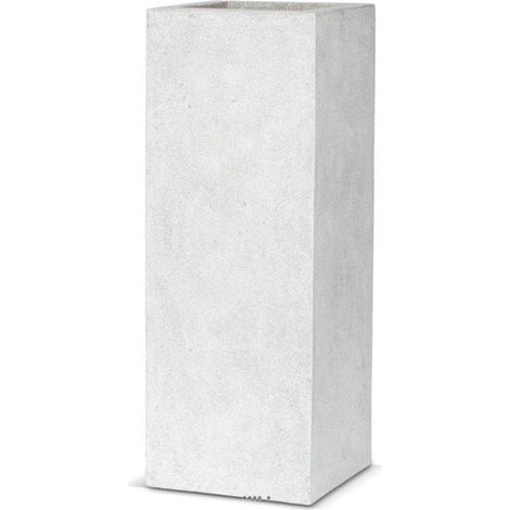 Bac en pures Fibres Mora Ext. carré Haut L 35 x 35 x H78 cm Gris Clair - dimhaut: H 78 cm - couleur: Gris ciment