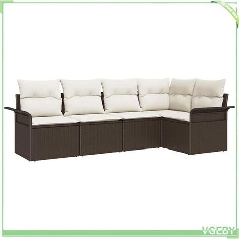 Ensemble de canapé de jardin - FAFEICY - Modulaire - 5 places - Rangement intégré - Résistant aux UV (1/5)