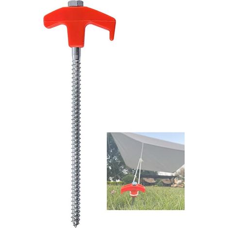 4PCS Clou fluorescent hexagonal M8 clou de sol fileté en acier au carbone rotatif avec tête en plastique 20 cm clou de sol pour tente de camping en plein air