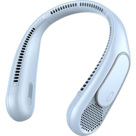 Tragbarer, wiederaufladbarer Nackenventilator ohne Rotorblätter, 6000 mAh, 4 Geschwindigkeitsstufen, USB-Anschluss, Geschenkidee für Männer und Frauen, für Reisen im Innen- und Außenbereich (Blau) (1/4)