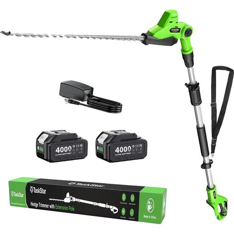Taille-haie, Fonctionnement sans fil, Tête rotative réglable, avec batterie 2X4.0Ah, prise EU (1/2)