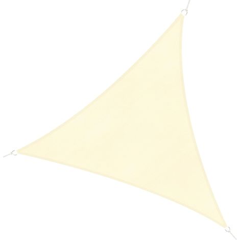 Voile d'ombrage Triangulaire Grande Taille 5 x 5 x 5 m polyéthylène Haute densité résistant aux UV Coloris crème (1/5)
