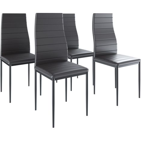 Set 4 Sedie Moderne Per Sala Da Pranzo Con Schienale Alto Seduta Ergonomica Sedia Elegante Imbottita Seduta Comoda In Ecopelle Gambe Struttura In Acciaio Design Pergamino 41 x 97 x 38 cm (Nero) (1/5)