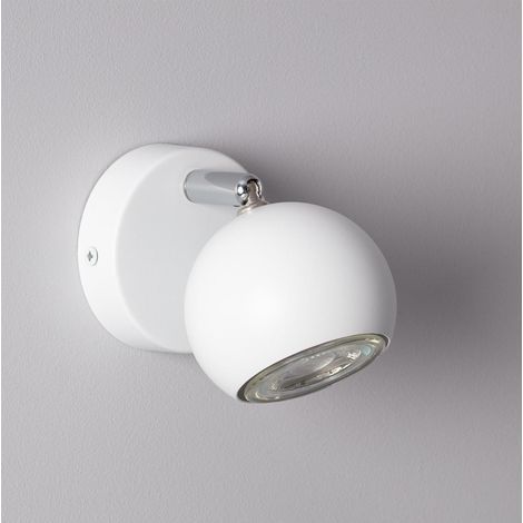 Ledkia – Applique murale orientable LED 1 point de lumière – Douille GU10 – Métal blanc – Compact 105mm x Ø80mm – Pour intérieur (1/5)
