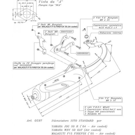 Pot d échappement SITO pour Scooter Yamaha 50 Yh Why 1999 à 2011