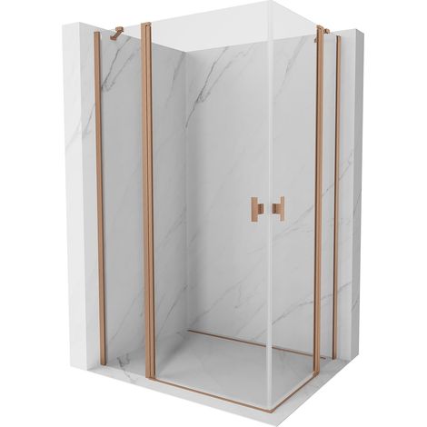 Mexen Mist Duo cabina doccia con porta a battente 100 x 80 cm, trasparente, rame spazzolato - 8A4-100-080-65-00 (1/5)