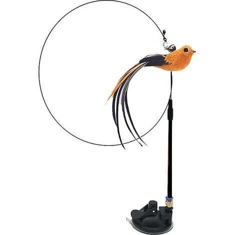 Jouet pour chat en forme de plume avec ventouse, simulation amusante d'oiseau avec cloche, jouets interactifs pour chat (1/3)