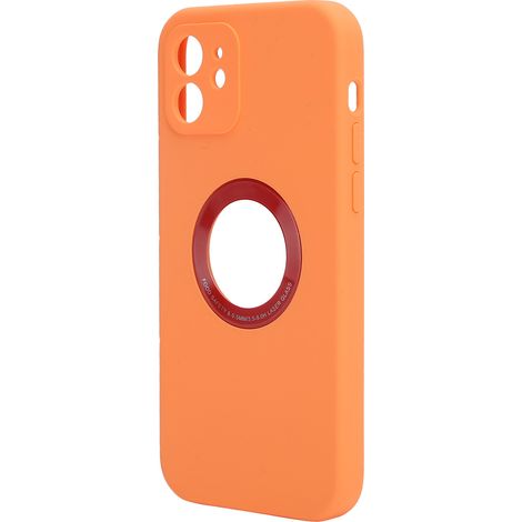 Coque de téléphone en silicone liquide à protection intégrale pour iPhone 12/12 Pro, étanche, orange (1/5)