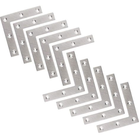 10pcs 80x80mm Stainless Steel L Shape Flat Corner Brackets Right Angle Repair for Wooden Cabinet Shelf Table Chair (1/5)