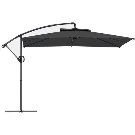 Parasol Matteo 3x3m Déporté Gris Résistant UV50+ Rotation 360° Manivelle (1/5)