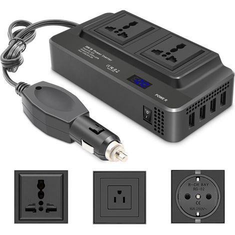 Convertisseur 12V vers 110V/220V avec 4 USB et 2 Prises – Chargeur Voiture -20°C à 60°C (1/4)