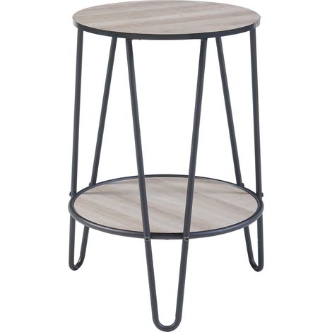 Mesa auxiliar con estante de metal MDF 61 x 44 x 44 cm efecto roble negro 030010980 (1/5)