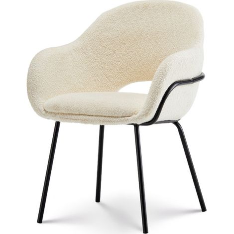 Sedia in tessuto ANDREA beige con effetto spugna e braccioli