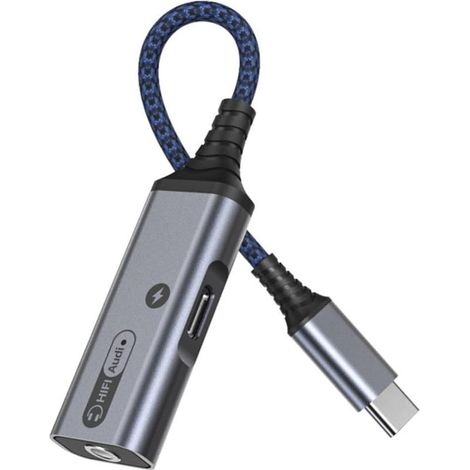 Adaptateur secteur USB-C 60 W pour casque audio, câble audio et de charge double fonction – Compatible avec les ordinateurs portables et les smartphones (1/5)