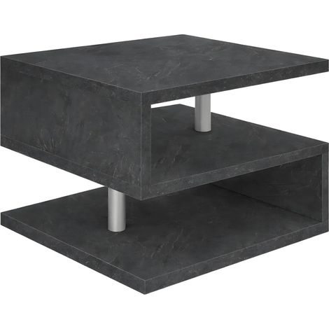 Tavolino da Caffè 55 cm in Legno Report 2 Ripiani da Soggiorno Moderno