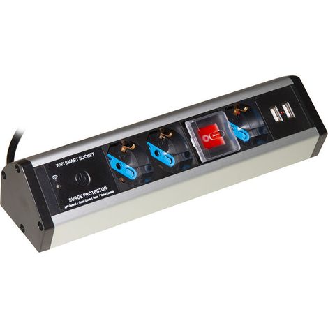 Link LKMP02W Multipresa Smart da Tavolo 3 Prese ITA Schuko 2 USB 5V 2A Cavo 1.8 m 3500 W Interruttore Wi-Fi Alexa colore Nero Grigio