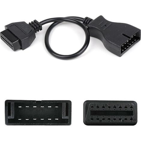 Adaptateur connecteur 12 broches OBD1 vers OBD2 16 broches, câble de conversion pour diagnostic auto, compatible véhicules anciens, prise mâle-femelle, qualité robuste. (1/3)