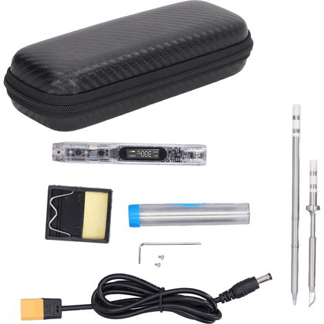 Kit de fer à souder électrique à affichage numérique, avec support de panne, clé hexagonale, outil de soudure portable DC12V‑25V (1/5)