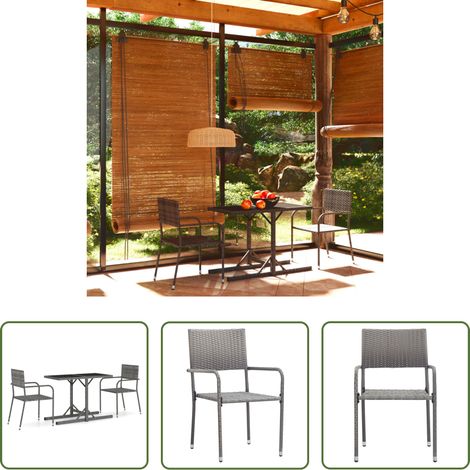 Salle à manger extérieure - Ensemble à manger de jardin 3 pcs Gris (1/5)