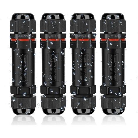 IP68 Waterproof Electrical Connector, 3 Wire Outdoor Waterproof Junction Box Electrical Cable Connector, Waterproof Domino Junction Box for Cable Ø 4 to 12 mm (4 Pcs)