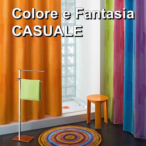 TRADE SHOP - Tenda Doccia Vasca Bianca In Poliestere 180 X 200 Cm Tendina Bagno Con Ganci -