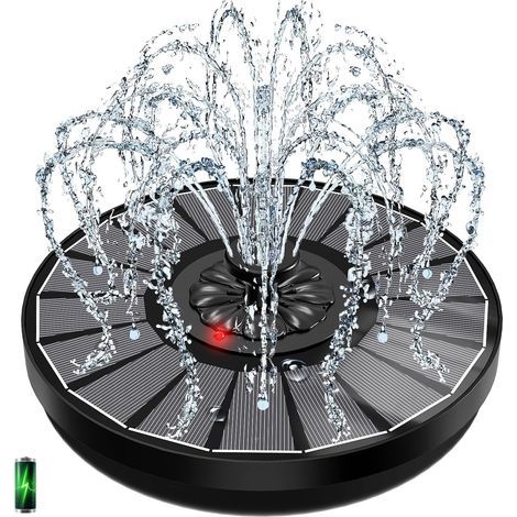 Solarbrunnen, 3,5-W-Glaspanel, 2000-mAh-Akku, 8 Düsen, feste Stangen, für Gartenteiche (1/5)