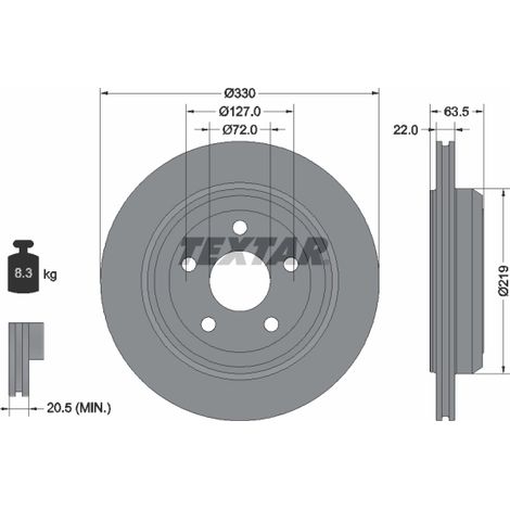 Lot de 2 Disques de frein Textar 92273403 BUICK 10304169 68035022AB 68035022AC