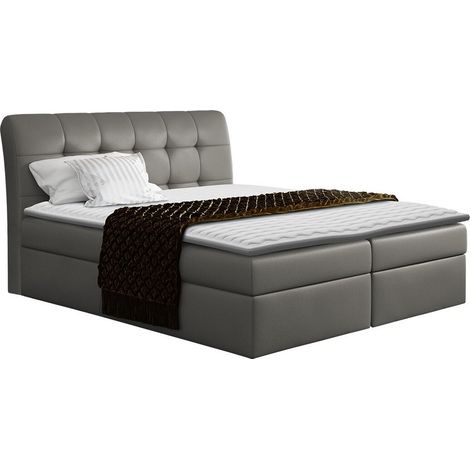 Lit boxspring Campania, Soft 029, Continental, Double, 180x200, Faux cuir, Disponible, 180x217x123cm (1/5)