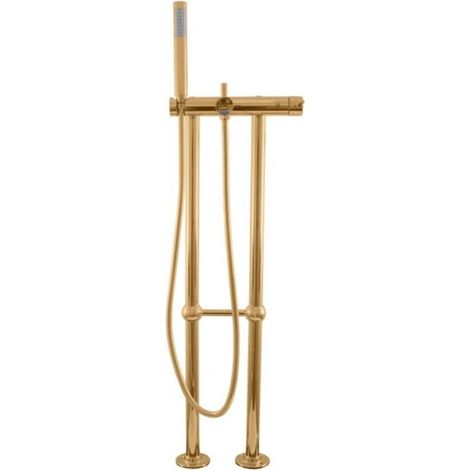 Mitigeur baignoire sur pied SEINA en laiton doré brossé H. 106 cm (1/5)