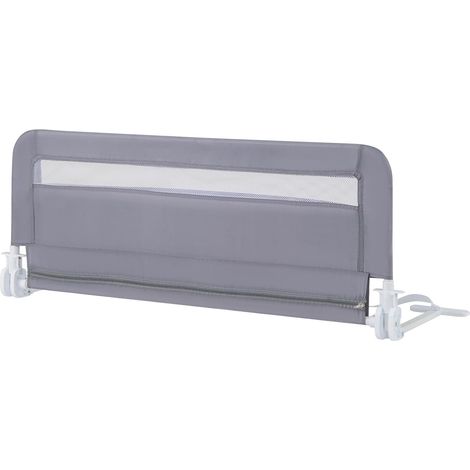 GOPLUS Barriere de Securite Enfant 100 cm, Barrière de Lit Bébé Rabattable avec Cadre en Métal, Housse Amovible & Lavable et Sangle de Sécurité, pour Lit Simple, Double, Queen, King (Gris) (1/5)