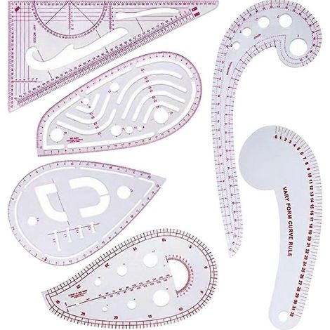 Ensemble de 6 outils professionnels de couture et de patchwork pour le bricolage, règles pratiques pour la couture et la peinture-30X11cm-Transparent
