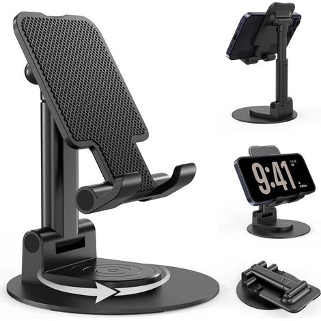 Support Téléphone, Support Telephone Bureau Porte Telephone Pliable, Support Les Smartphones - Noir (1/5)