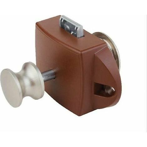 Türschloss für Badezimmerkabine – Für Wohnmobile – ABS-Sockel – 26 mm Lochdurchmesser – 15–18 mm Plattenstärke – Braun (1/5)