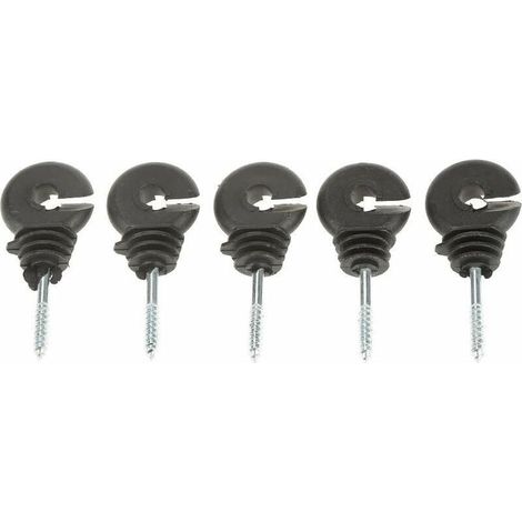 50 pièces isolateurs circulaires filetés pour clôture électrique, accessoires de fixation isolants pour poteaux en bois et piquets, couleur noire (1/5)
