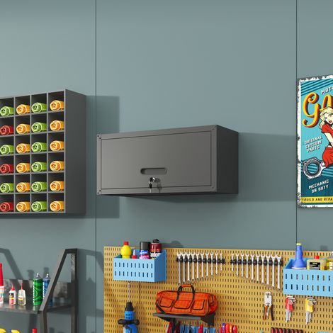 Meuble rangement mural en métal noir verrouillable OKMYHOME (1/5)