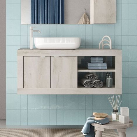Mobile bagno sospeso colore pino bianco Basic110 110x47x47H (1/4)