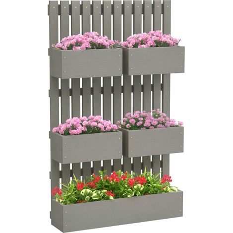 Potager surélevé en bois. Potager réglable avec treillis, châssis froid, 60 x 16 x 100 cm, gris. (1/5)