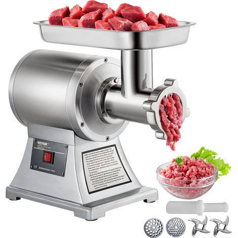 VEVOR Hachoir a Viande electrique 850w, Broyeur a Viande commercial, Type 90800, Materiau en acier inoxydable, pour les restaurants/les supermarches/les magasins de restauration rapide/les boucheries