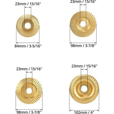 4 pièces meule en bois, disque de meulage en bois, diamètre intérieur 22.2 mm pour meuleuses d'angle (1/4)