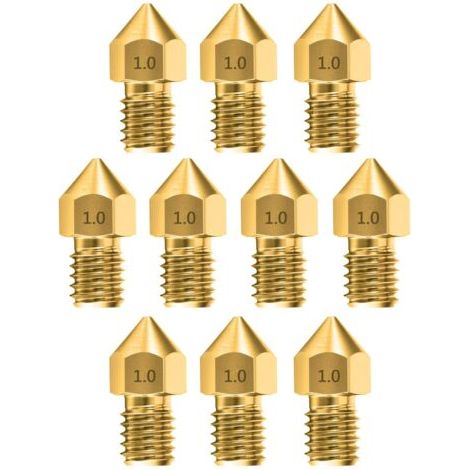 10pcs 1.0mm extrudeuse tête d'impression de buse d'imprimante 3D pour makerbot creality Cr - 10 Ender 3 et Ender 5 (1/5)