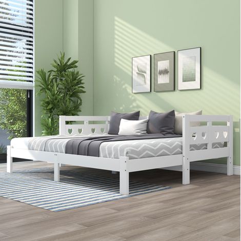 Tagesbett Holz Weiß 90x200 cm ausziehbar mit 2. Schlafgelegenheit (1/5)