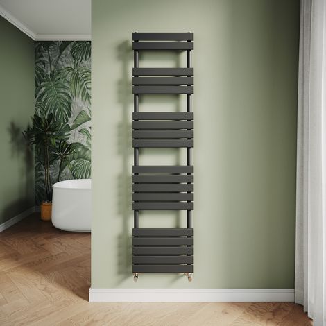 ELEGANT Modern Central Heating Towel Radiator Bathroom Flat Panel Heated Towel Rail 1800x450mm Black