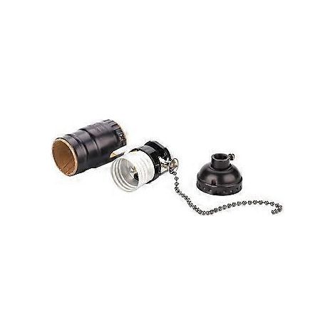 Schwarze E27 Vintage-Lampenfassung aus Aluminium mit Zugschalter, Schreibtischlampenhalter mit Schraubsockel (1/5)