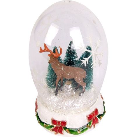 BURI Weihnachts-Glasdeko Schneekugel Weihnachtsdeko Winterdeko Hirsch Tannenbaum (1/2)