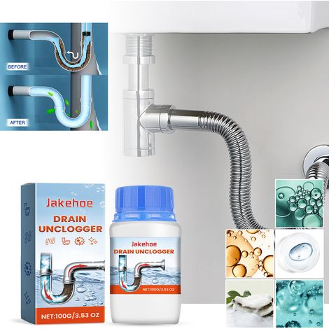 Abflussreiniger zum Auflösen und Reinigen von Toiletten, Bodenabläufen und Küchenabflüssen Pulver zur Entfernung von Fett und Gerüchen – 100 g -- DE (1/5)