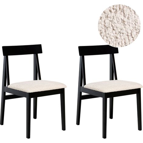 Set of 2 Dining Chairs ISLE Wood Black/ Beige (1/5)