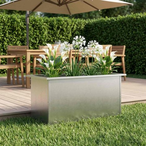 vidaXL Jardinera para jardín con luces LED Plateado 40 x 80 x 40 cm (1/5)